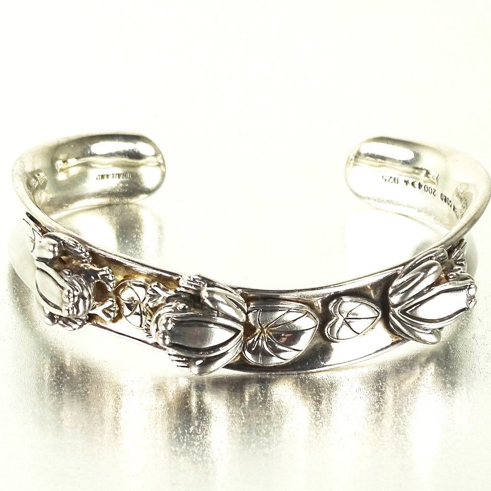 Barry Kieselstein-Cord  Sterling  Silver Three Frogs Cuff Bracelet